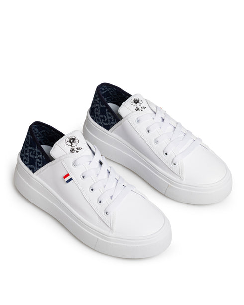 Tenis Blanco Talón Textil Marino 9116SH